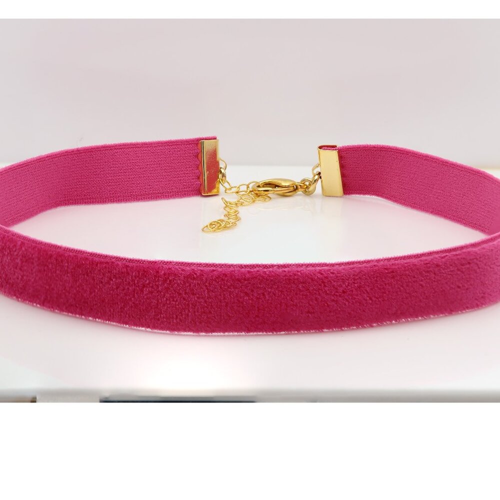 Pink Velvet Choker Japanese velvet Adjustable Necklace pink Chokers (#57)